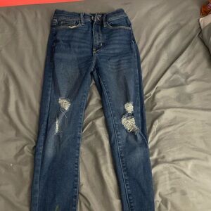 Blue ripped rockstar jeggings size girls youth 10
